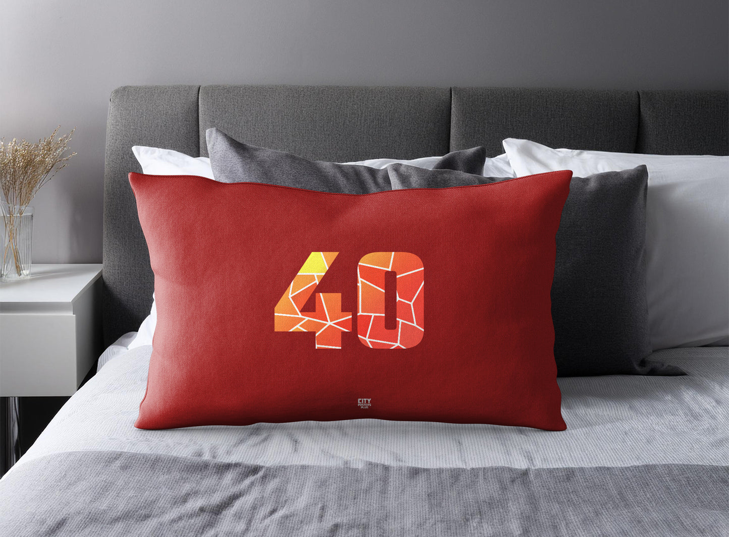 Print Deliver Plus 40 Number Pillow Case and Pillow Throw (Red)