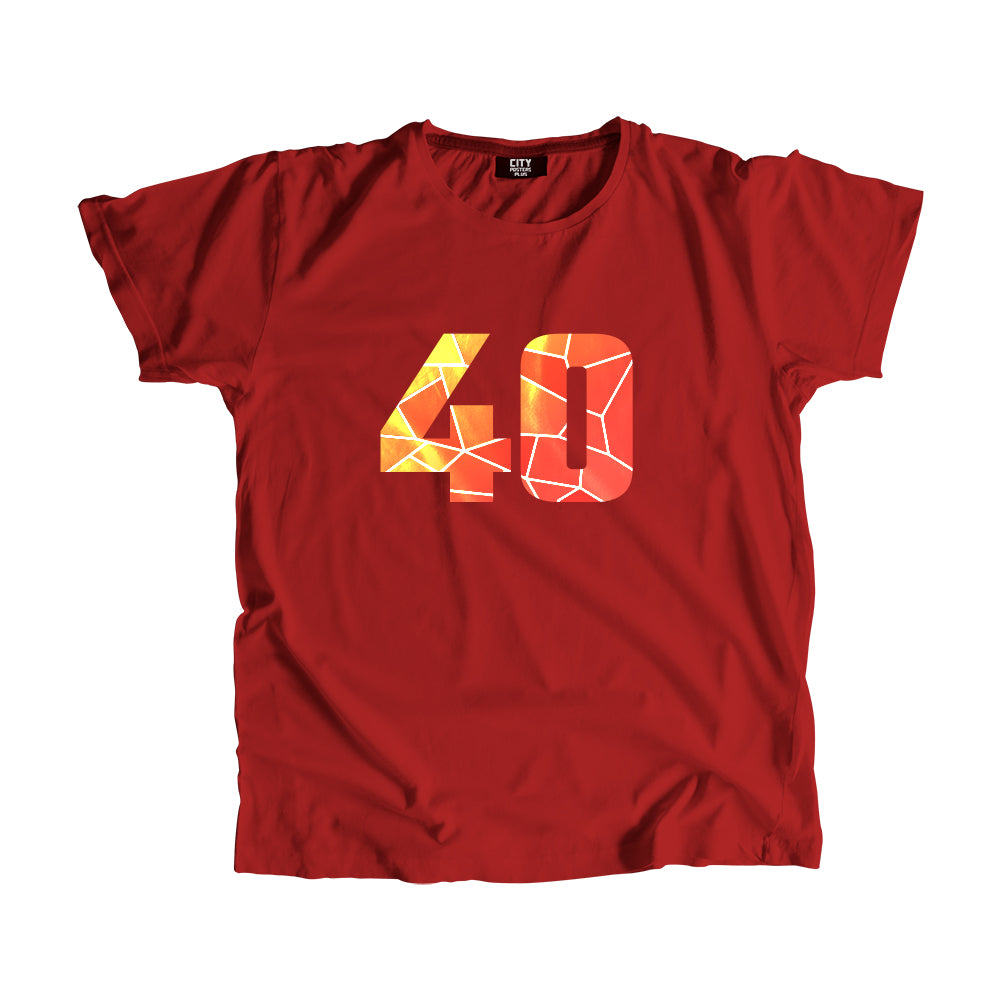 40 Number Men Unisex T-Shirt (Red)| Classic Numeric Graphic Tee