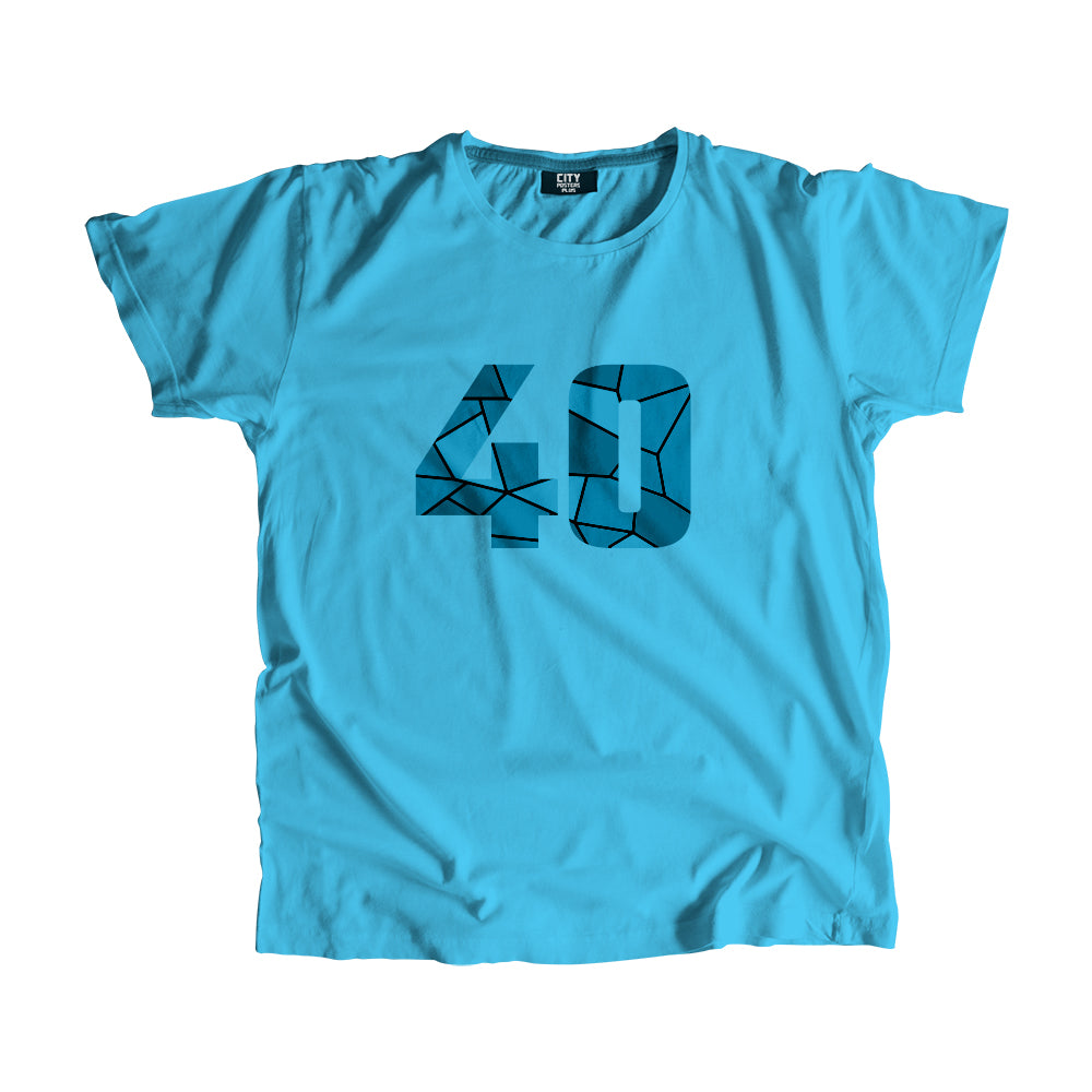 40 Number Men Unisex T-Shirt (Sky Blue)| Classic Numeric Graphic Tee