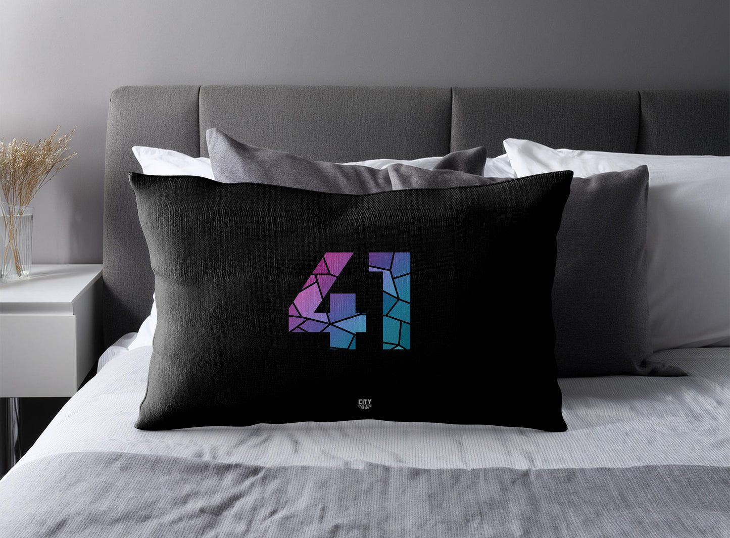 41 Number Square & Rectangle Pillow Cases | Modern Numeric Throw Pillow Covers | Print Deliver Plus by City Posters Plus