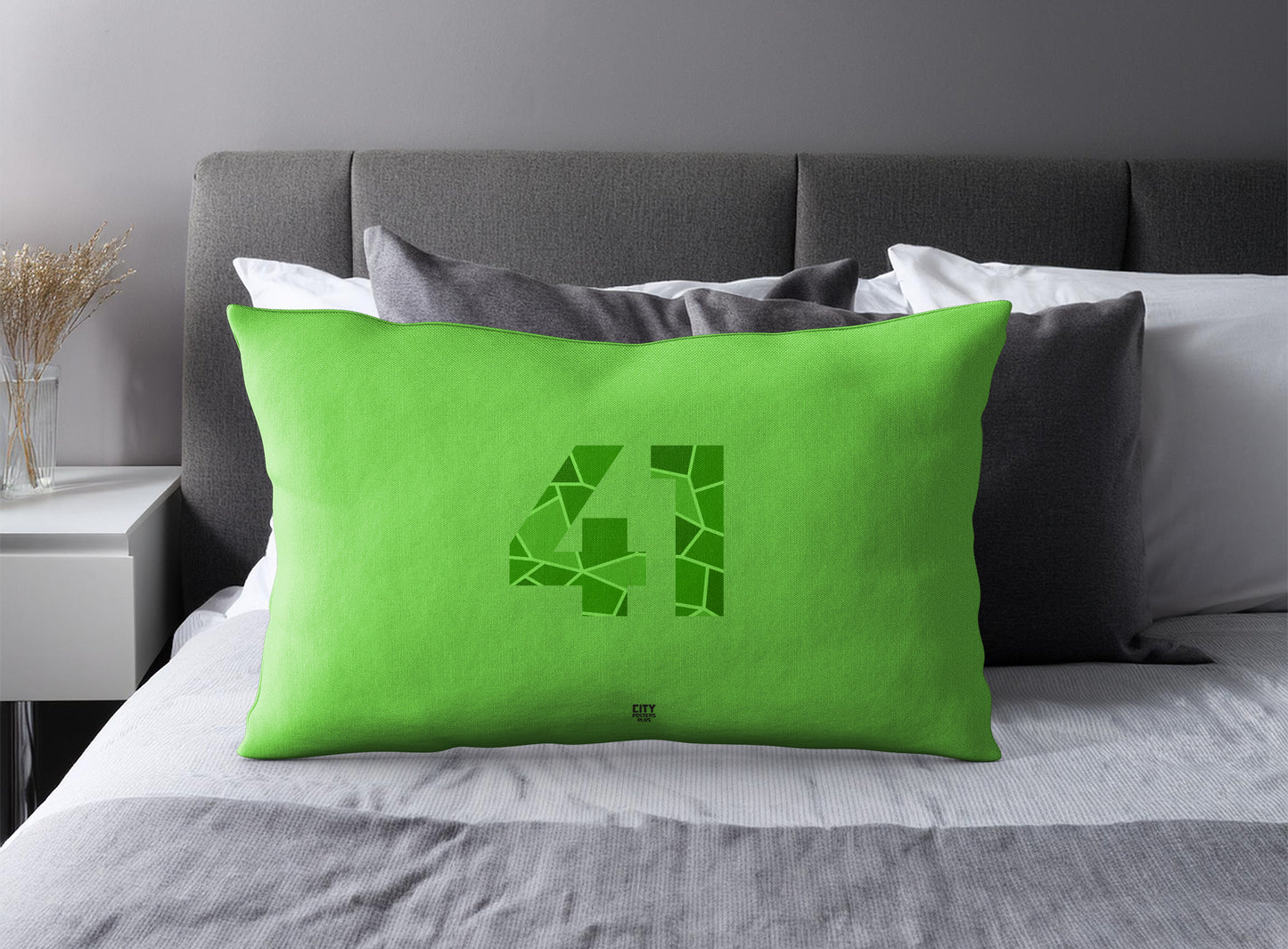 Print Deliver Plus 41 Number Pillow Case and Pillow Throw (Liril Green)
