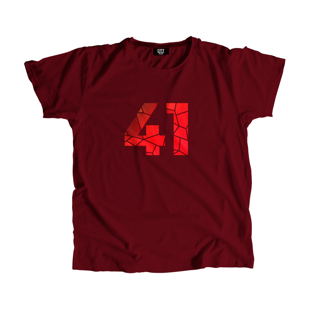 41 Number Men Unisex T-Shirt (Maroon)| Classic Numeric Graphic Tee