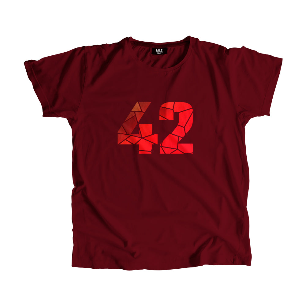 42 Number Men Unisex T-Shirt (Maroon)| Classic Numeric Graphic Tee