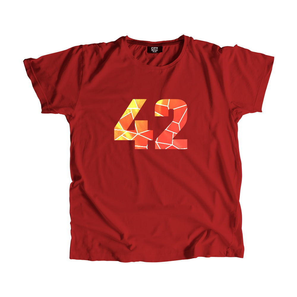 42 Number Men Unisex T-Shirt (Red)| Classic Numeric Graphic Tee