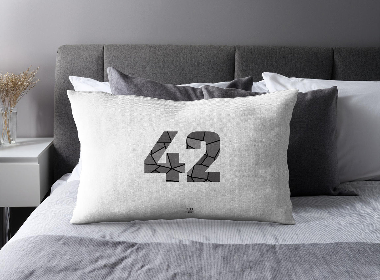 Print Deliver Plus 42 Number Pillow Case and Pillow Throw (White)