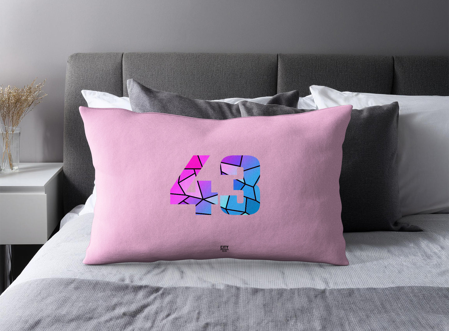 43 Number Square & Rectangle Pillow Cases | Modern Numeric Throw Pillow Covers | Print Deliver Plus by City Posters Plus