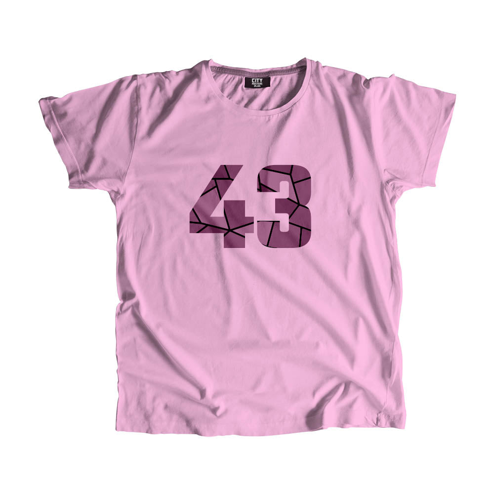 43 Number Men Unisex T-Shirt (Light Pink)| Classic Numeric Graphic Tee