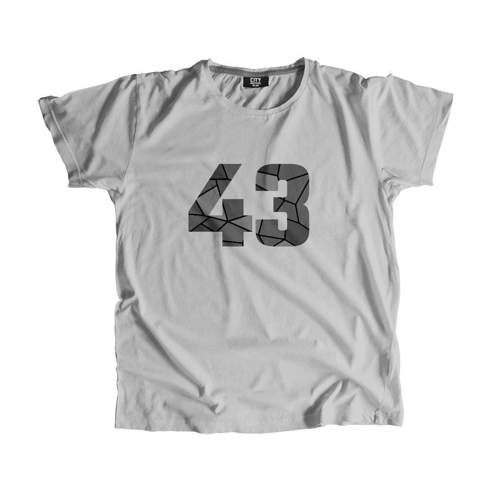 43 Number Men Unisex T-Shirt (Melange Grey)| Classic Numeric Graphic Tee