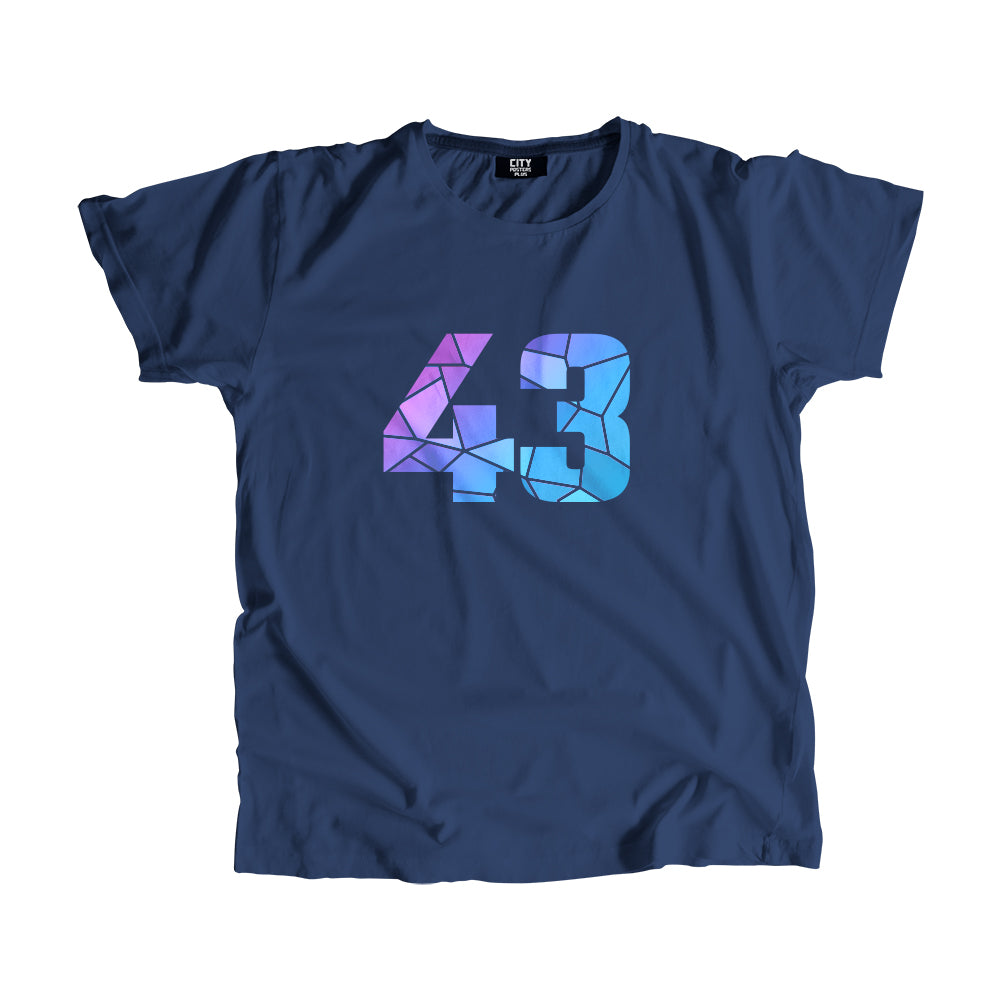 43 Number Men Unisex T-Shirt (Navy Blue)| Classic Numeric Graphic Tee