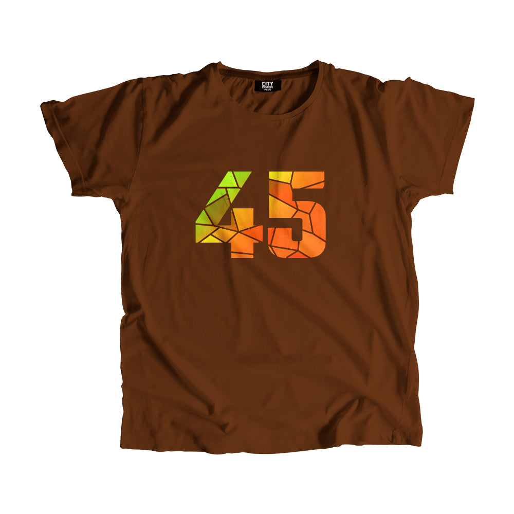 45 Number Men Unisex T-Shirt (Brown)| Classic Numeric Graphic Tee