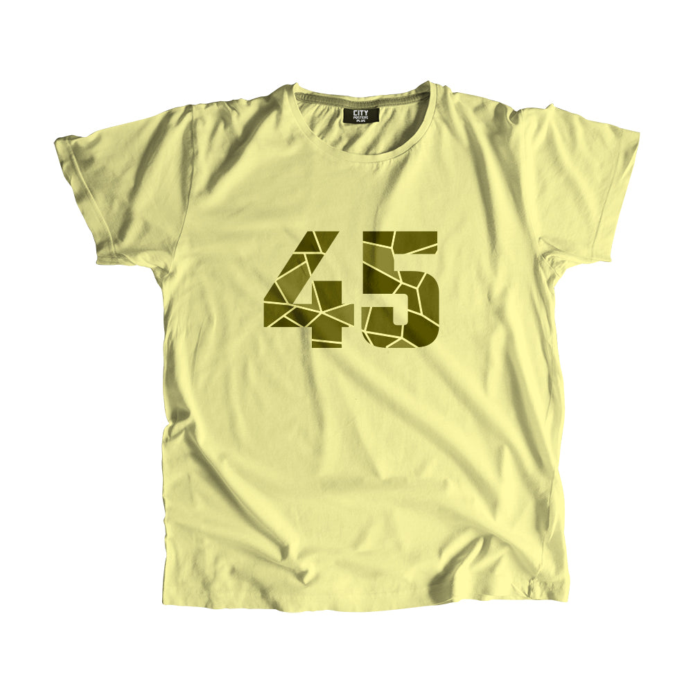 45 Number Men Unisex T-Shirt (Butter Yellow)| Classic Numeric Graphic Tee
