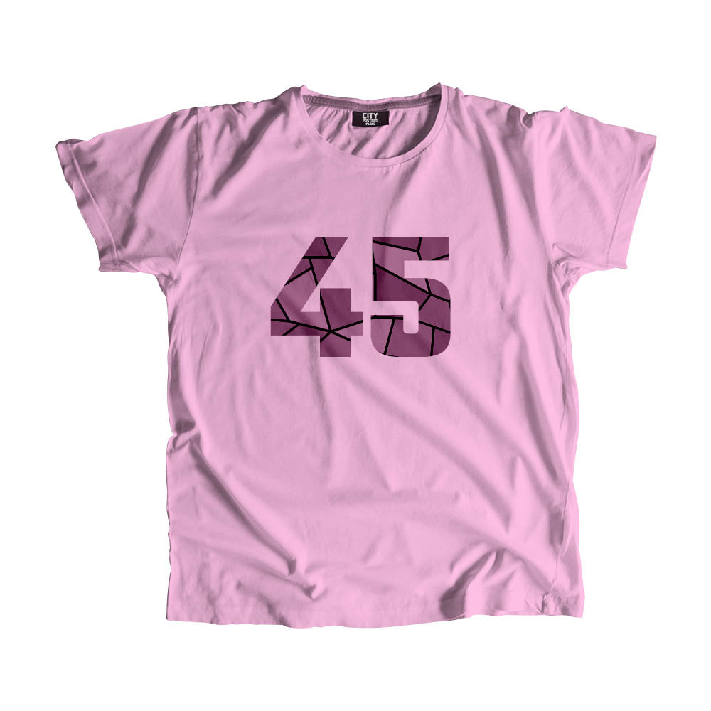 45 Number Men Unisex T-Shirt (Light Pink)| Classic Numeric Graphic Tee