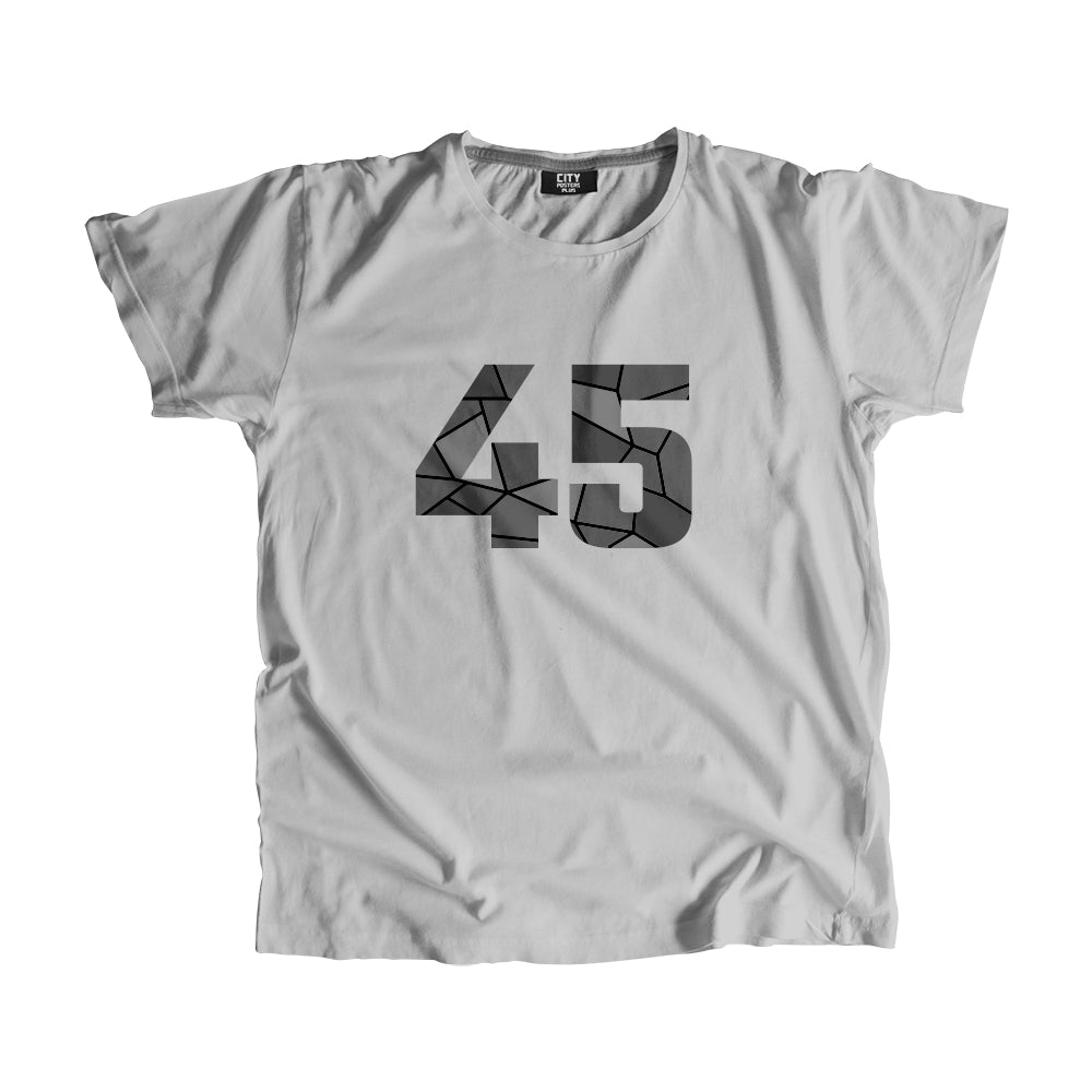 45 Number Men Unisex T-Shirt (Melange Grey)| Classic Numeric Graphic Tee