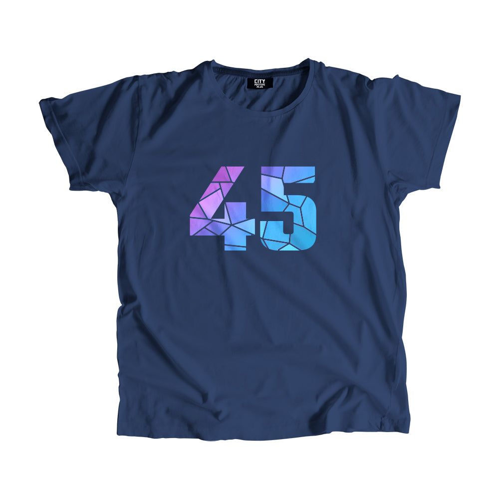 45 Number Men Unisex T-Shirt (Navy Blue)| Classic Numeric Graphic Tee