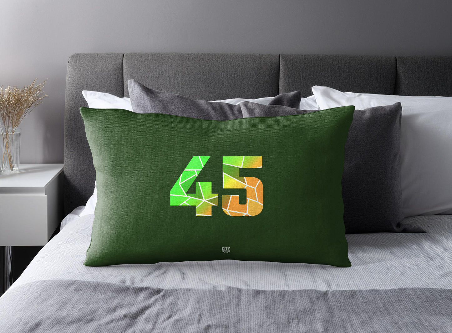 45 Number Square & Rectangle Pillow Cases | Modern Numeric Throw Pillow Covers | Print Deliver Plus by City Posters Plus