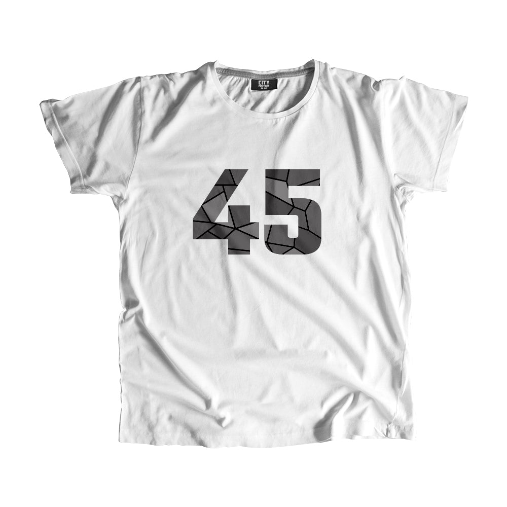 45 Number Men Unisex T-Shirt (White)| Classic Numeric Graphic Tee