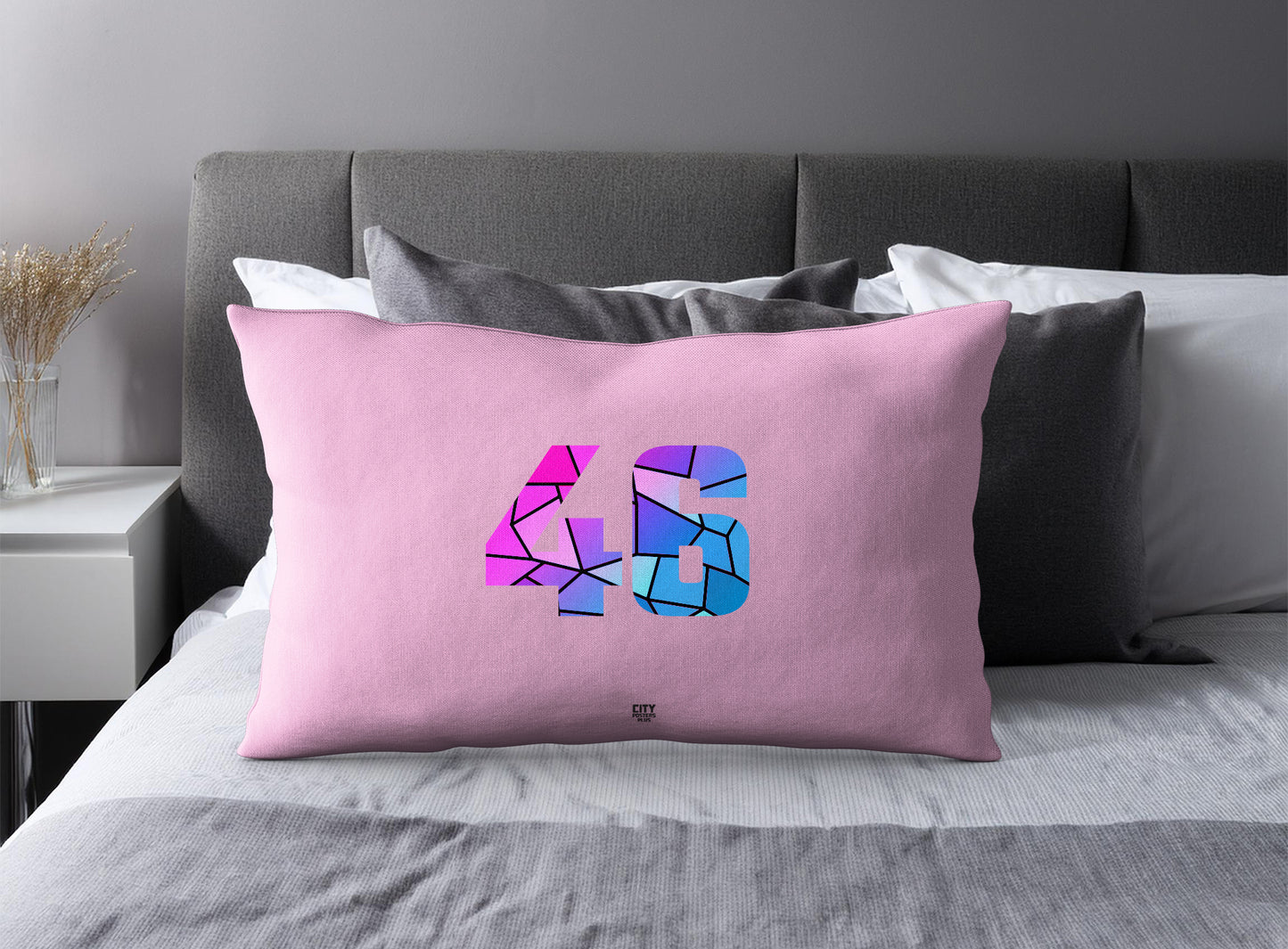 46 Number Square & Rectangle Pillow Cases | Modern Numeric Throw Pillow Covers | Print Deliver Plus by City Posters Plus