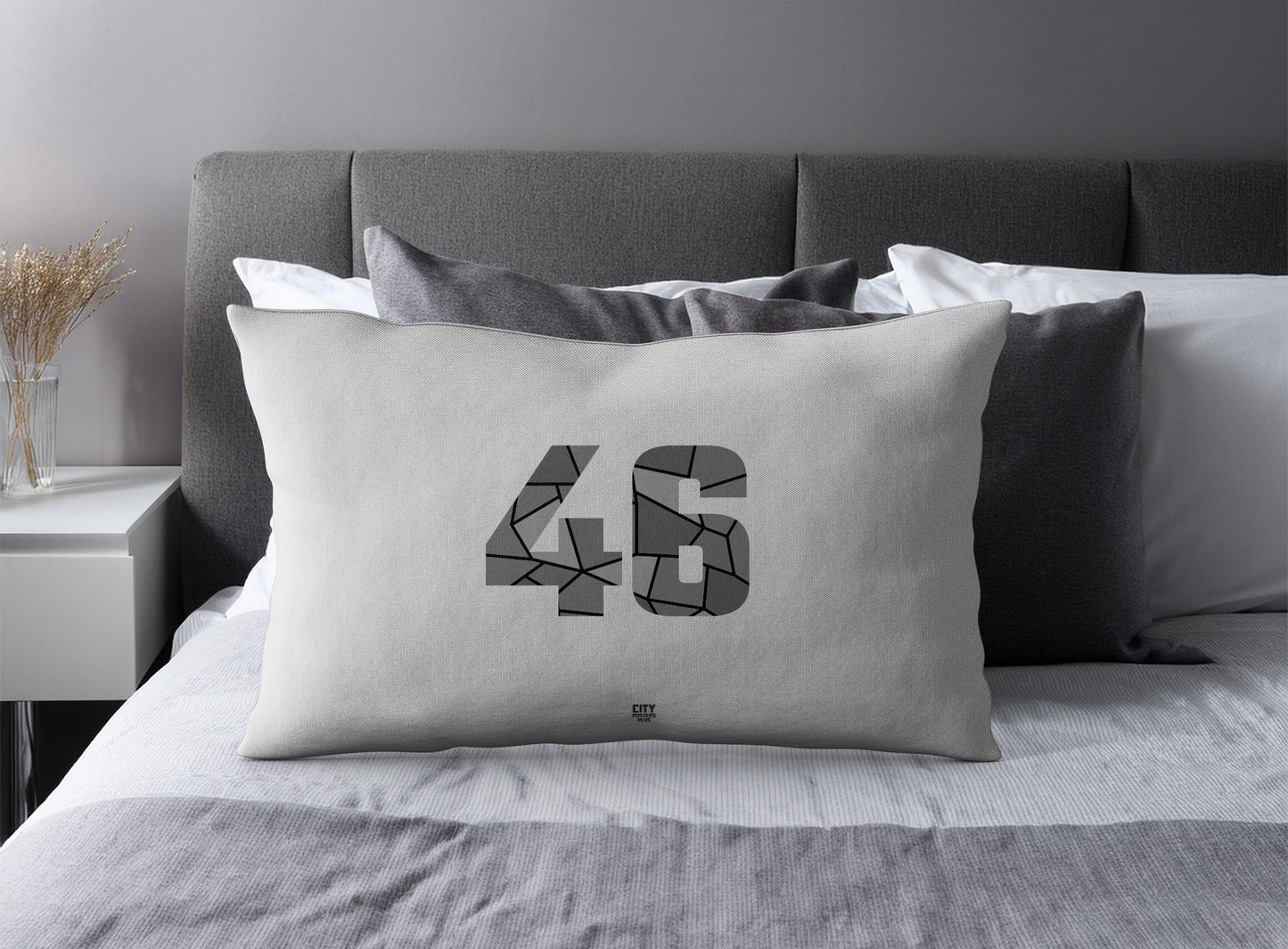 Print Deliver Plus 46 Number Pillow Case and Pillow Throw (Melange Grey)