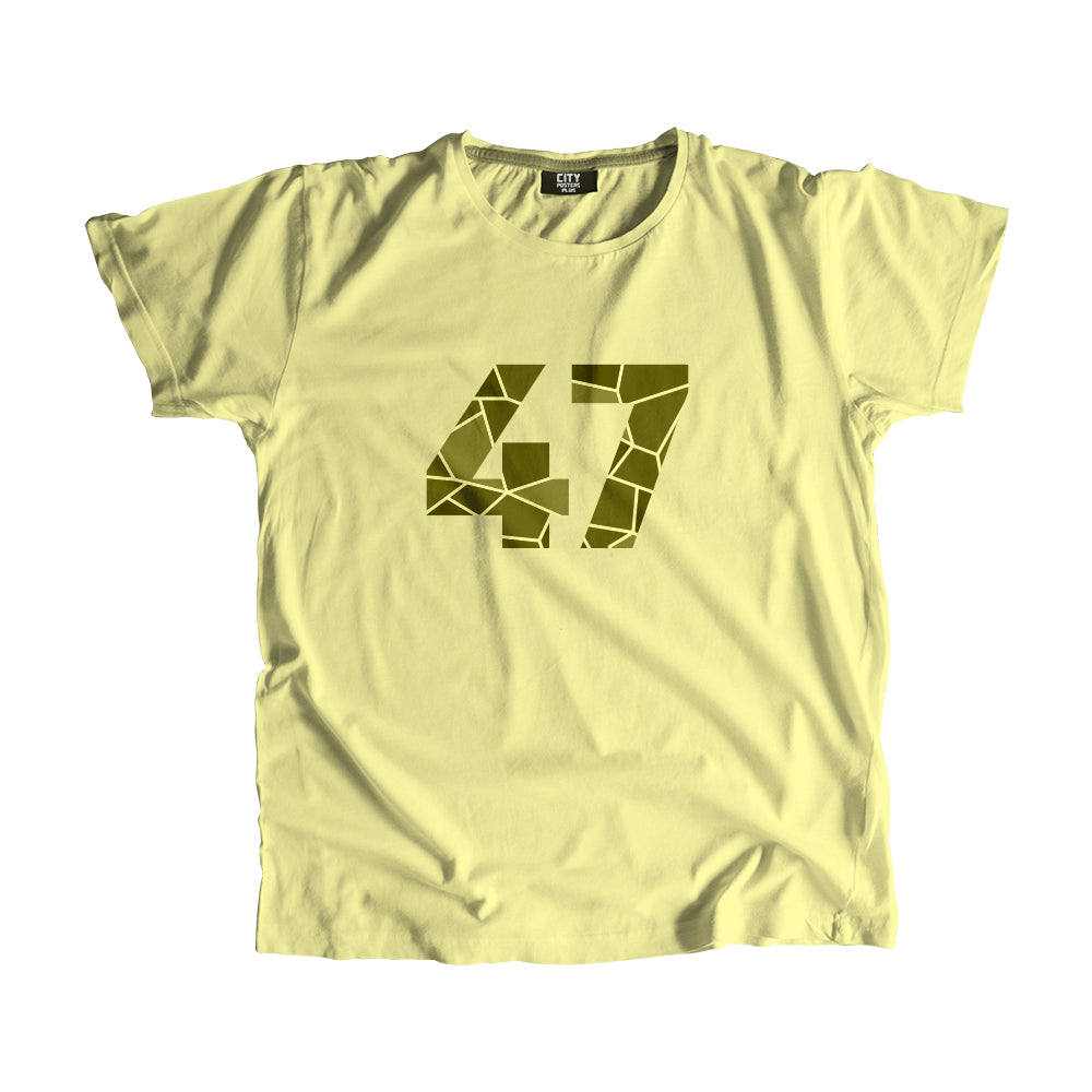 47 Number Men Unisex T-Shirt (Butter Yellow)| Classic Numeric Graphic Tee