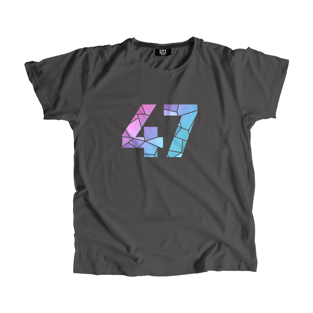 47 Number Men Unisex T-Shirt (Charcoal Grey)| Classic Numeric Graphic Tee