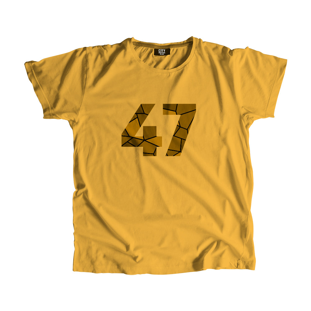 47 Number Men Unisex T-Shirt (Golden Yellow)| Classic Numeric Graphic Tee