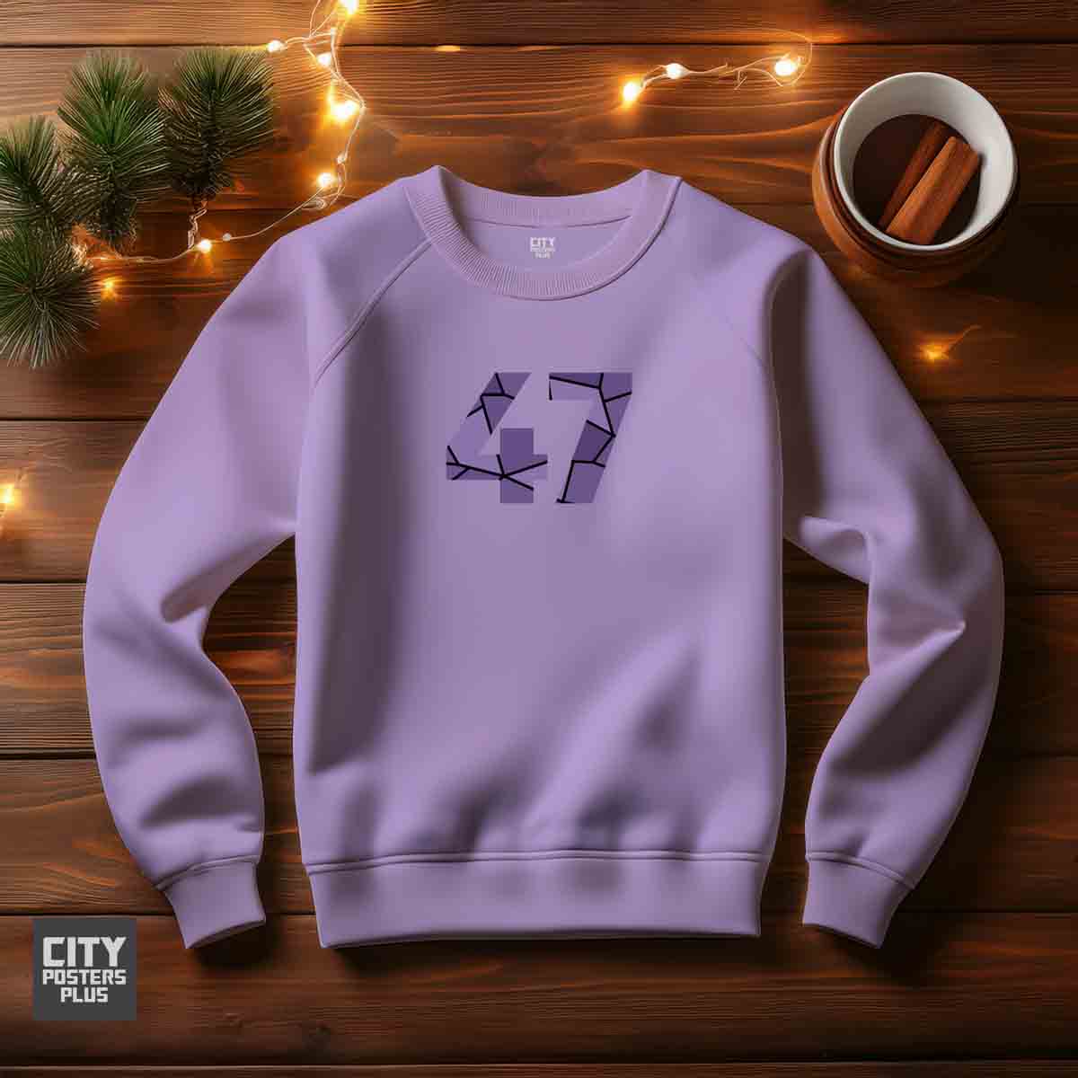 47 Number Unisex Sweatshirt (Iris Lavender) Premium Graphic Crewneck