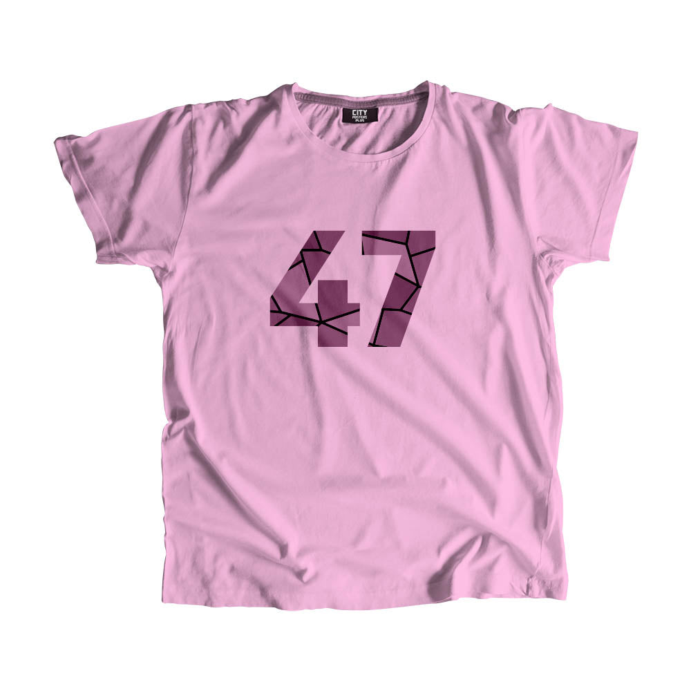 47 Number Men Unisex T-Shirt (Light Pink)| Classic Numeric Graphic Tee