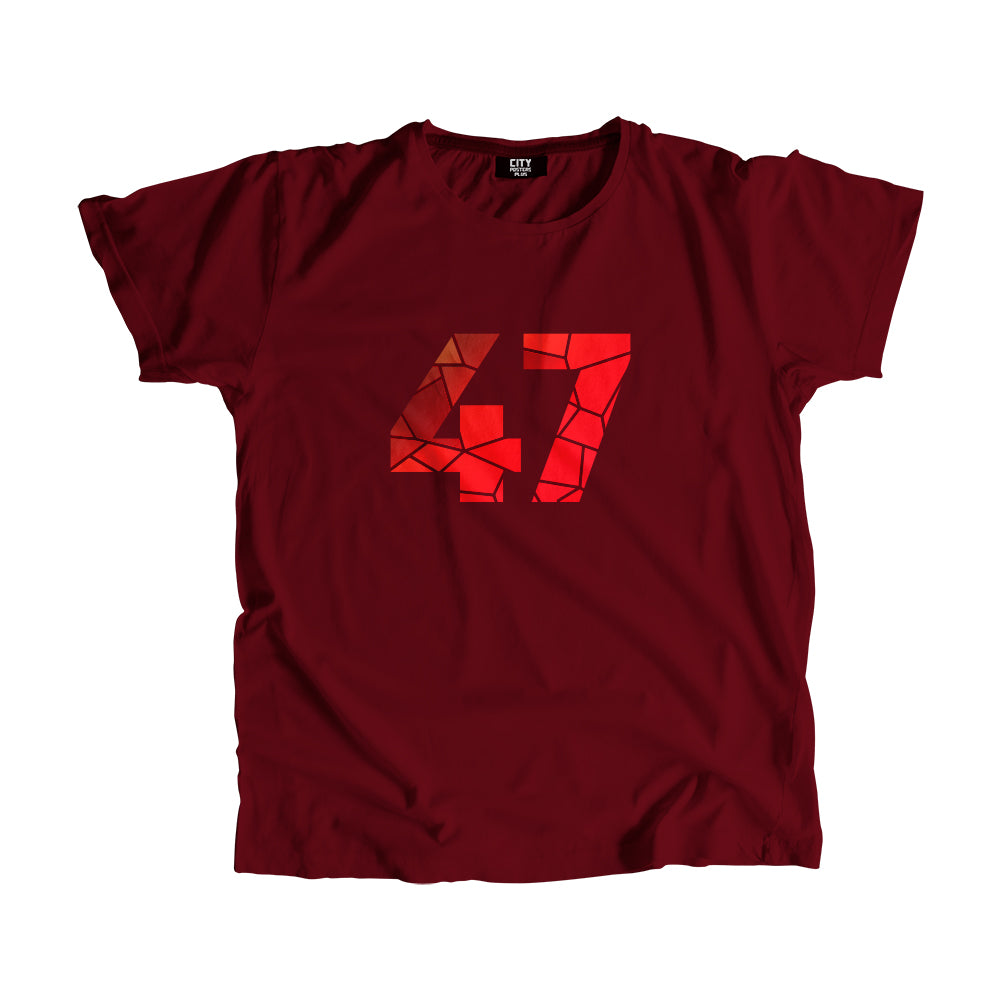 47 Number Men Unisex T-Shirt (Maroon)| Classic Numeric Graphic Tee
