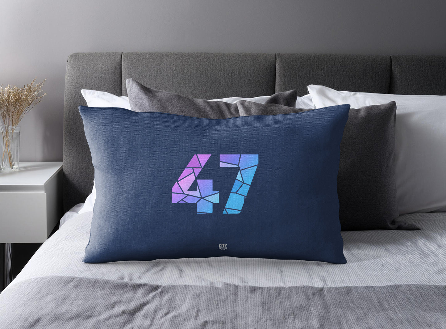 47 Number Square & Rectangle Pillow Cases | Modern Numeric Throw Pillow Covers | Print Deliver Plus by City Posters Plus