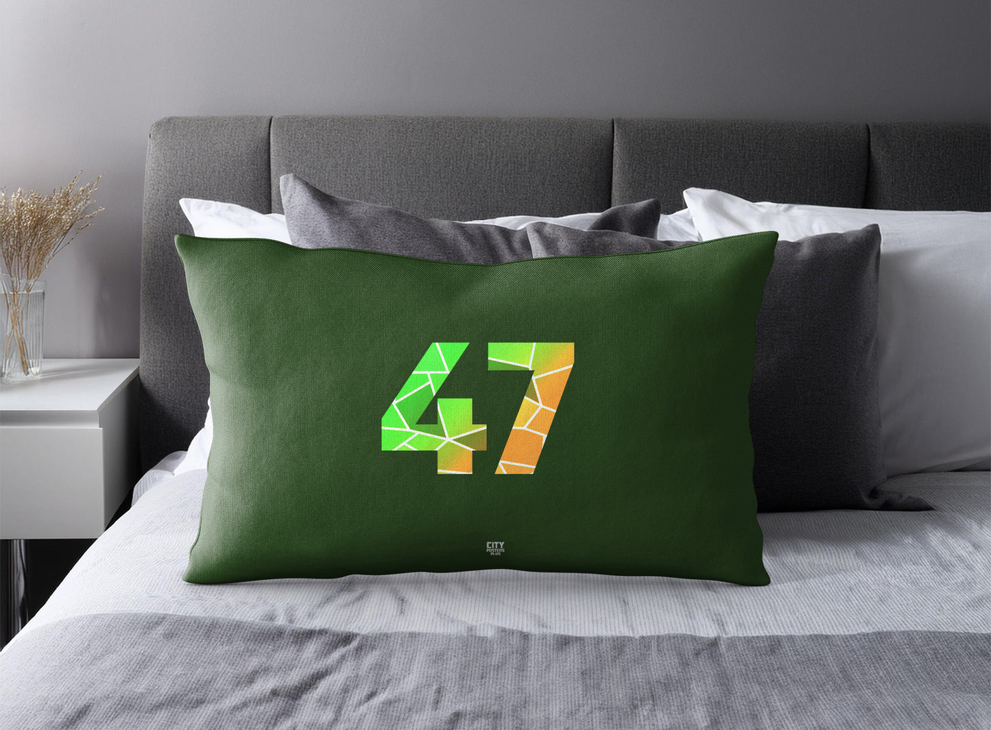 47 Number Square & Rectangle Pillow Cases | Modern Numeric Throw Pillow Covers | Print Deliver Plus by City Posters Plus