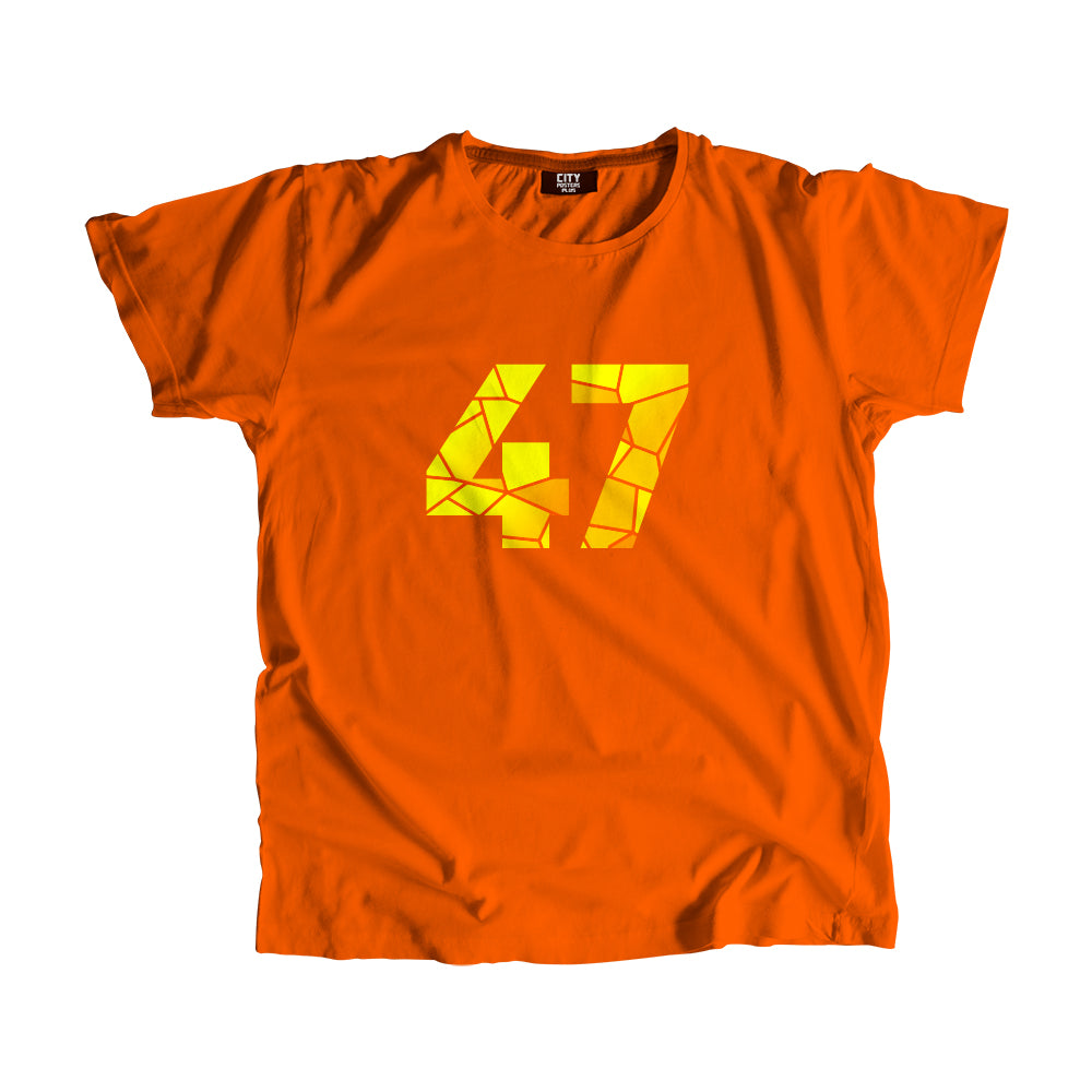 47 Number Men Unisex T-Shirt (Orange)| Classic Numeric Graphic Tee