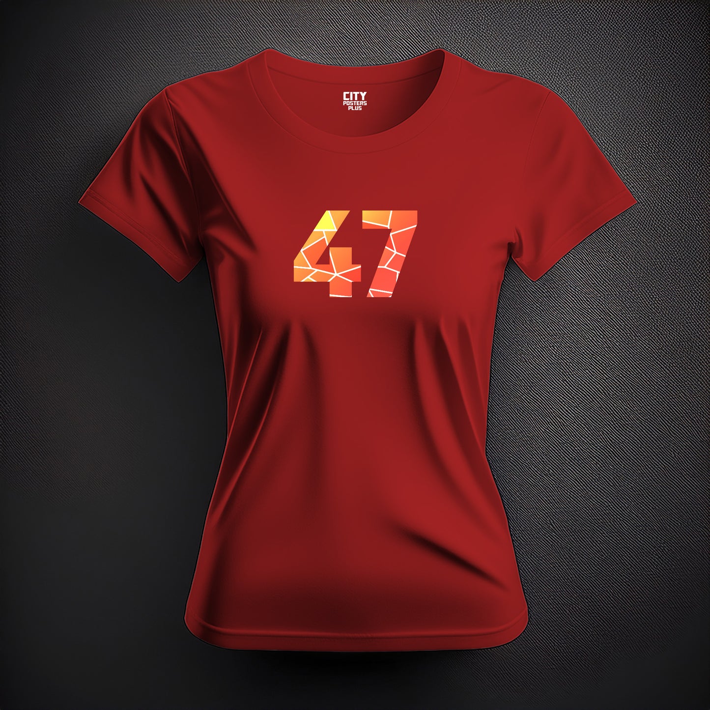 Number 47 Women T-Shirt (Red) | Stylish Numeric Graphic Tee