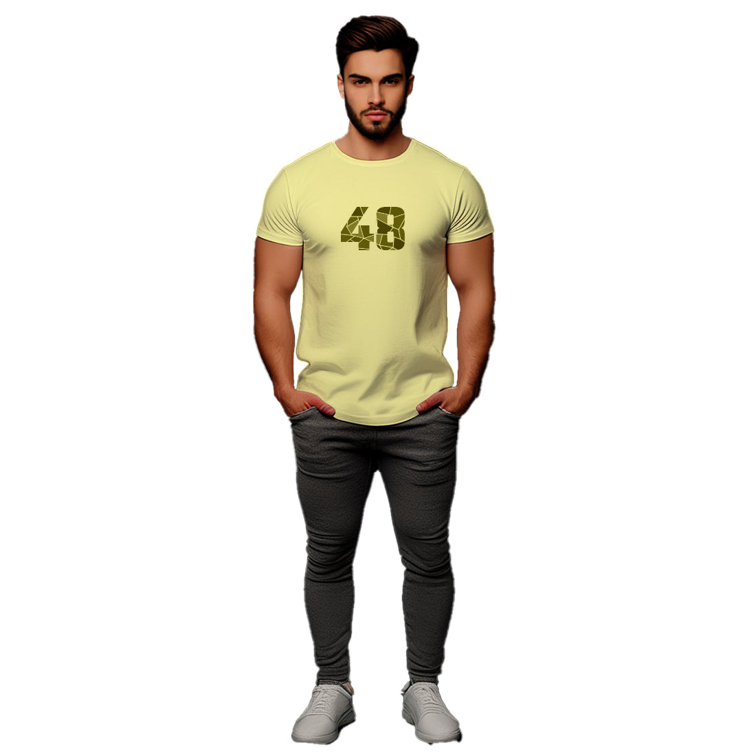 48 Number Men Unisex T-Shirt | Custom Number Graphic Tee (Butter Yellow)