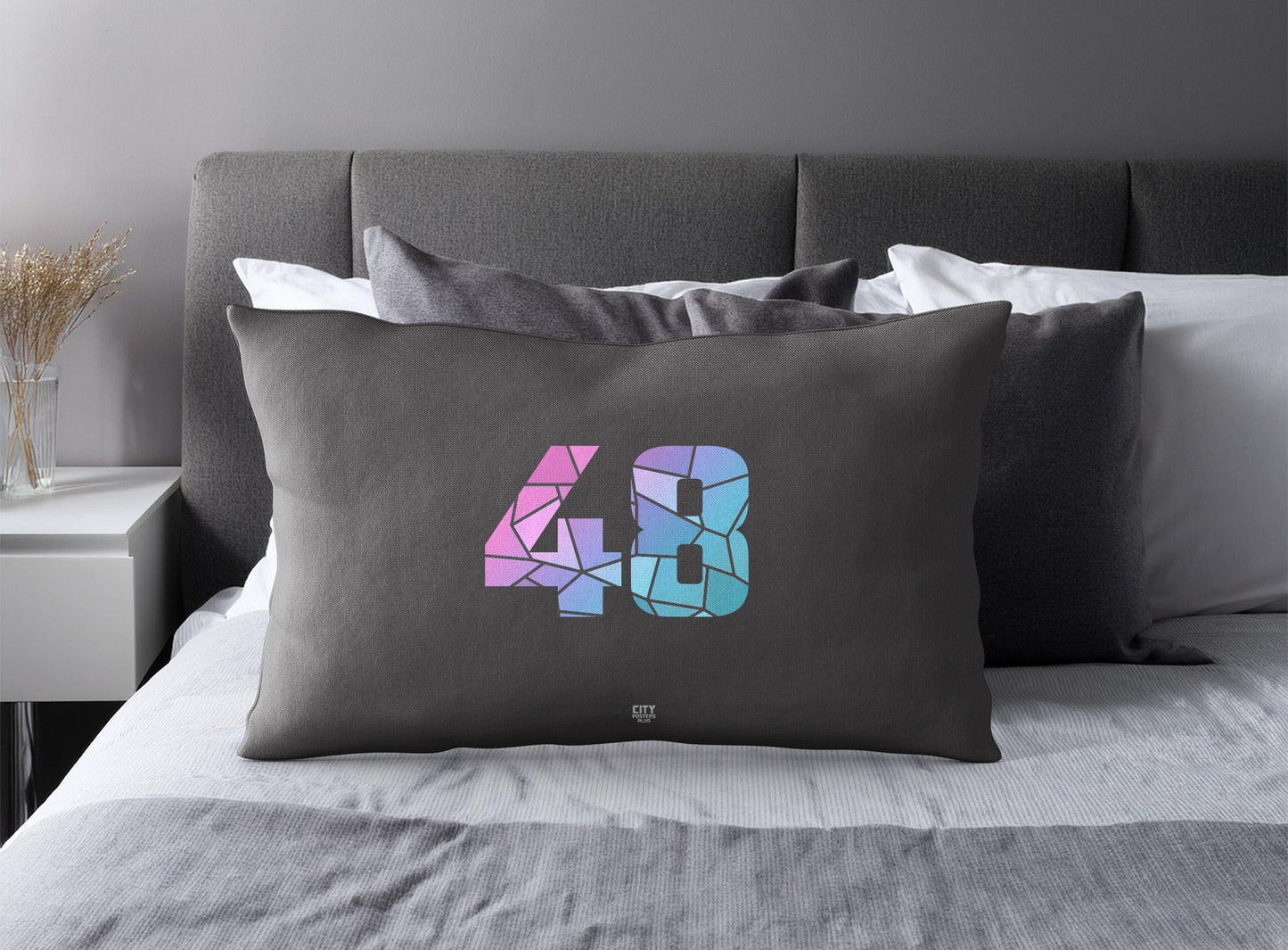 48 Number Square & Rectangle Pillow Cases | Modern Numeric Throw Pillow Covers | Print Deliver Plus by City Posters Plus