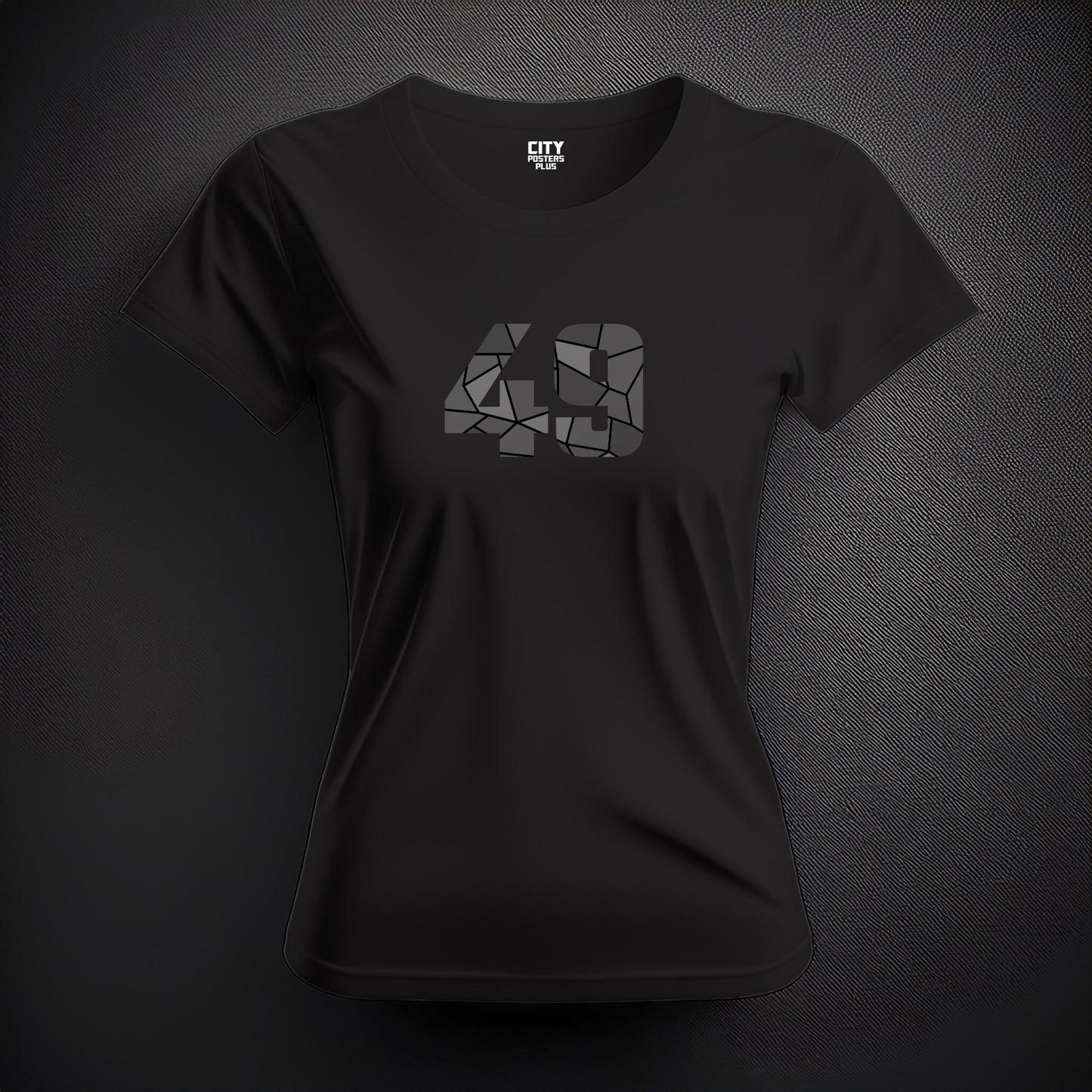 49 Number Women T-Shirt (Black) | Stylish Numeric Graphic Tee