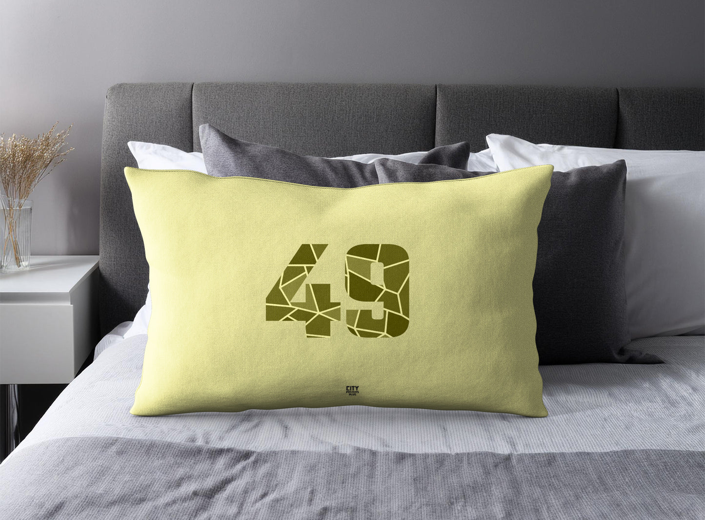 Print Deliver Plus 49 Number Pillow Case and Pillow Throw (Butter Yellow)