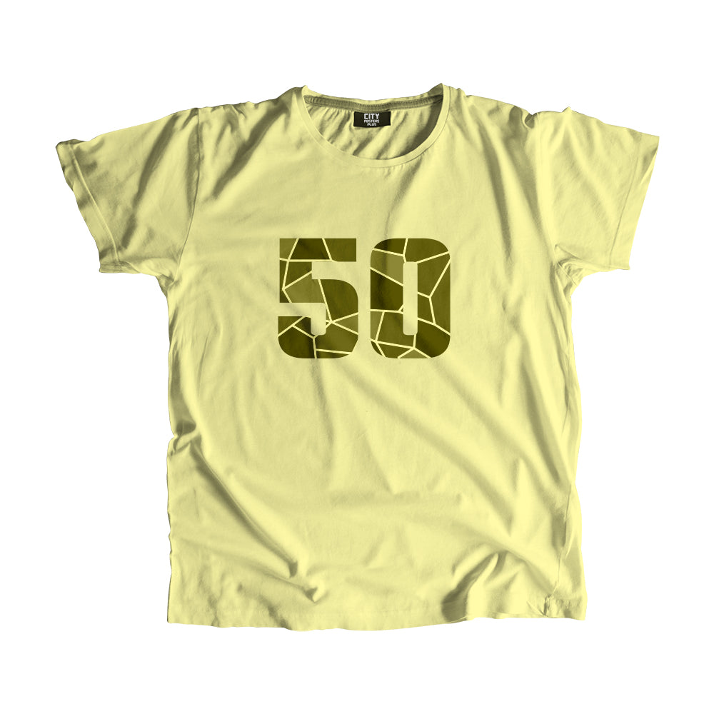 50 Number Men Unisex T-Shirt (Butter Yellow)| Classic Numeric Graphic Tee