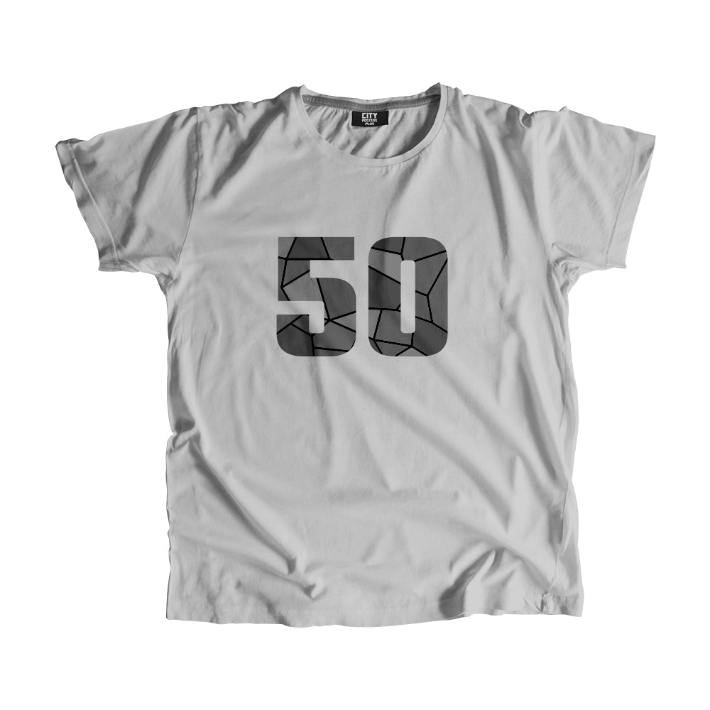 50 Number Men Unisex T-Shirt (Melange Grey)| Classic Numeric Graphic Tee