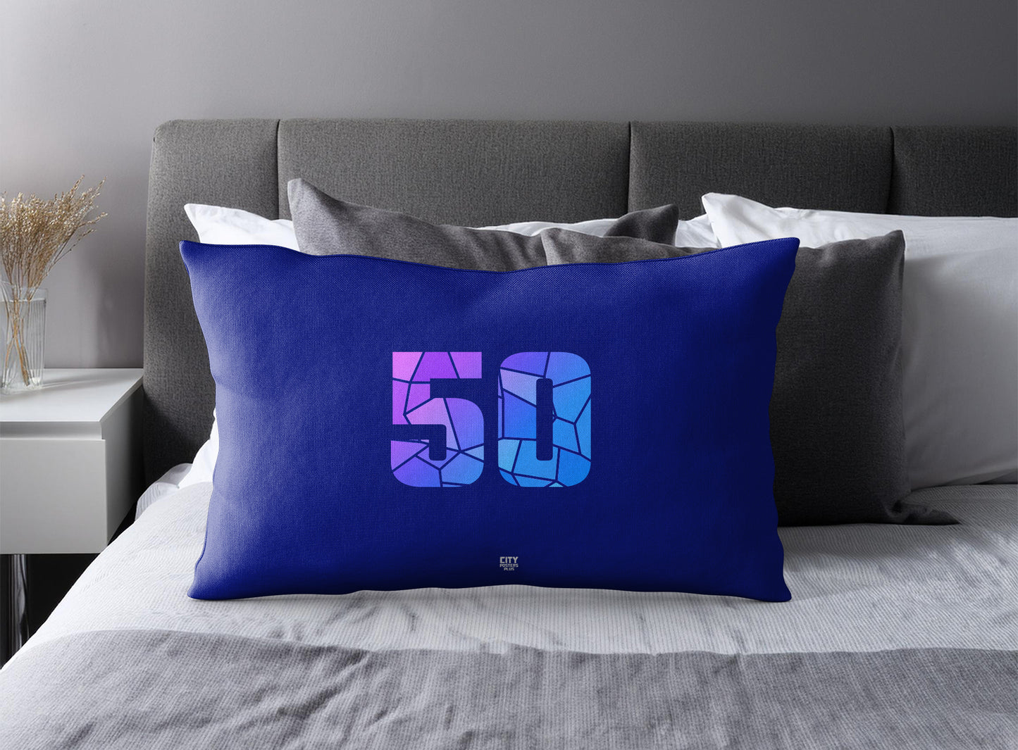 50 Number Square & Rectangle Pillow Cases | Modern Numeric Throw Pillow Covers | Print Deliver Plus by City Posters Plus