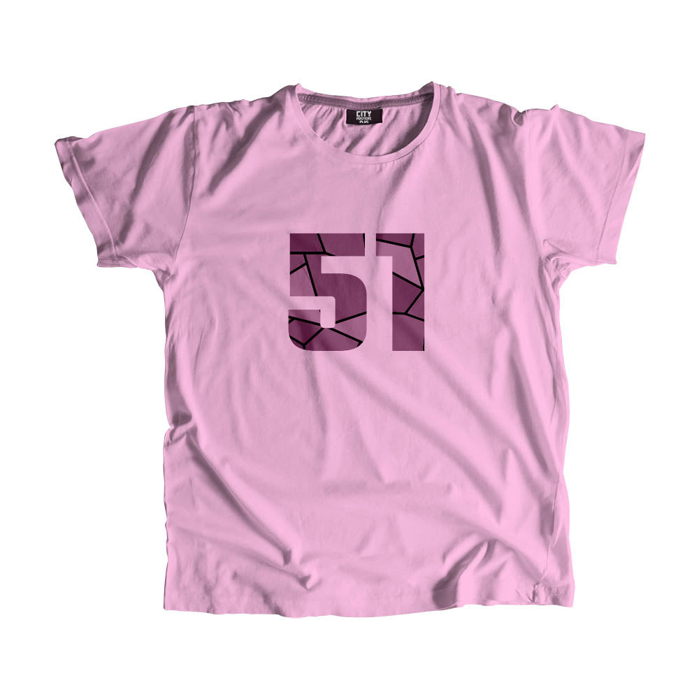 51 Number Men Unisex T-Shirt (Light Pink)| Classic Numeric Graphic Tee