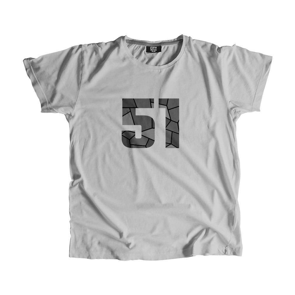 51 Number Men Unisex T-Shirt (Melange Grey)| Classic Numeric Graphic Tee