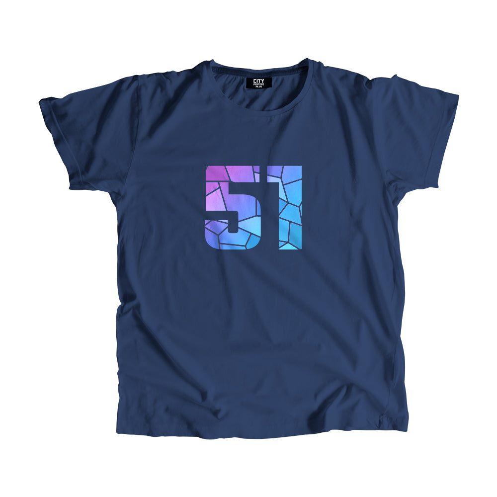 51 Number Men Unisex T-Shirt (Navy Blue)| Classic Numeric Graphic Tee