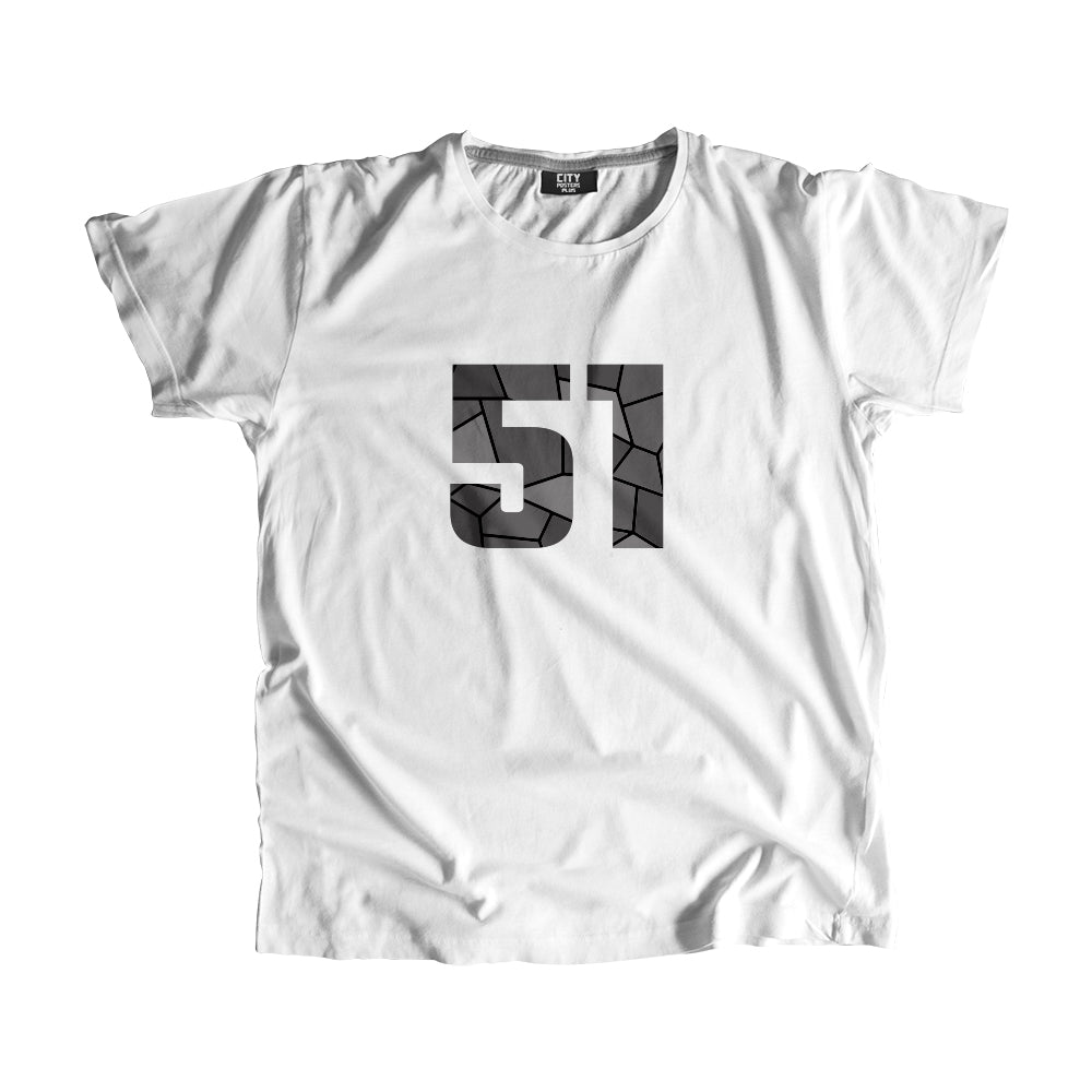 51 Number Men Unisex T-Shirt (White)| Classic Numeric Graphic Tee