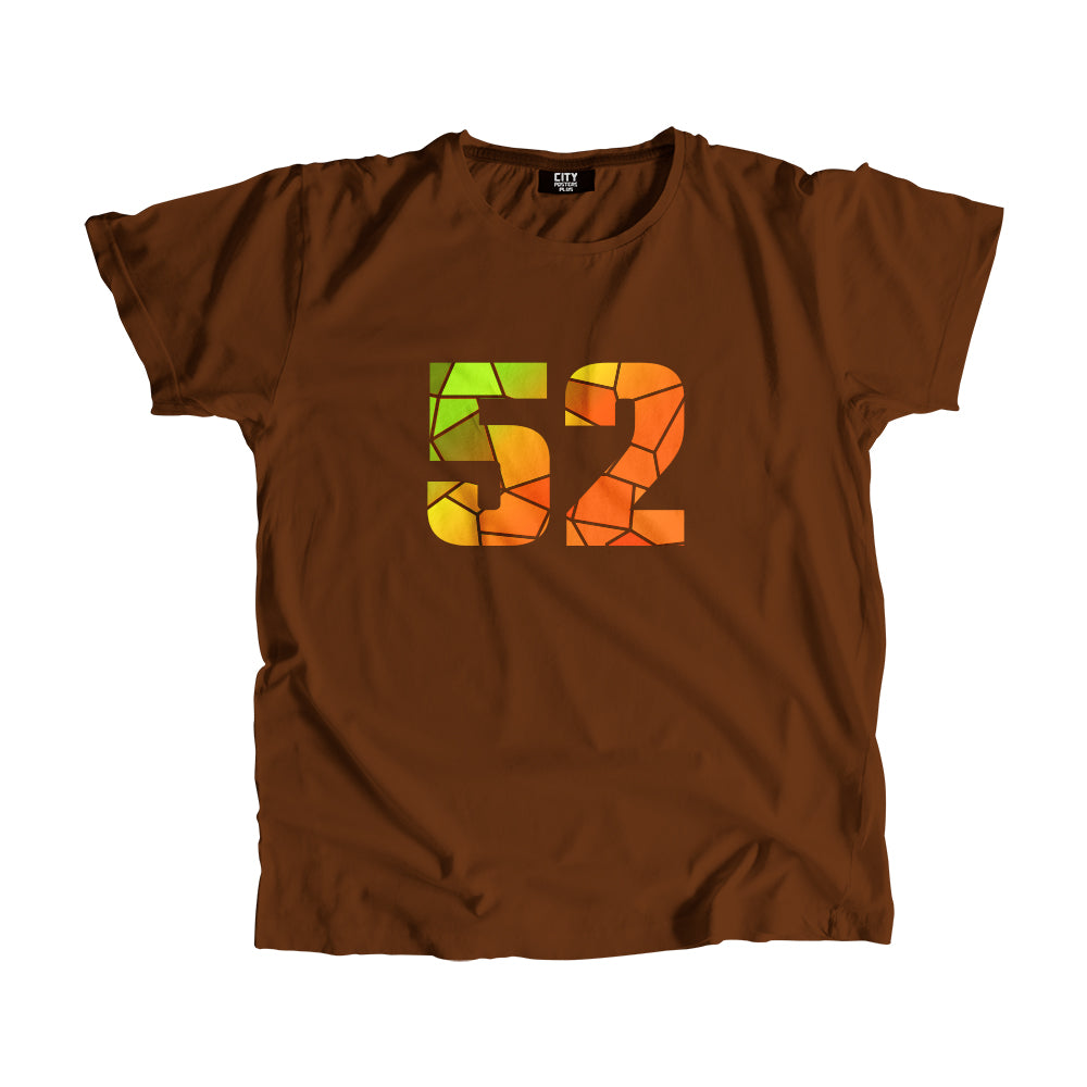 52 Number Men Unisex T-Shirt (Brown)| Classic Numeric Graphic Tee