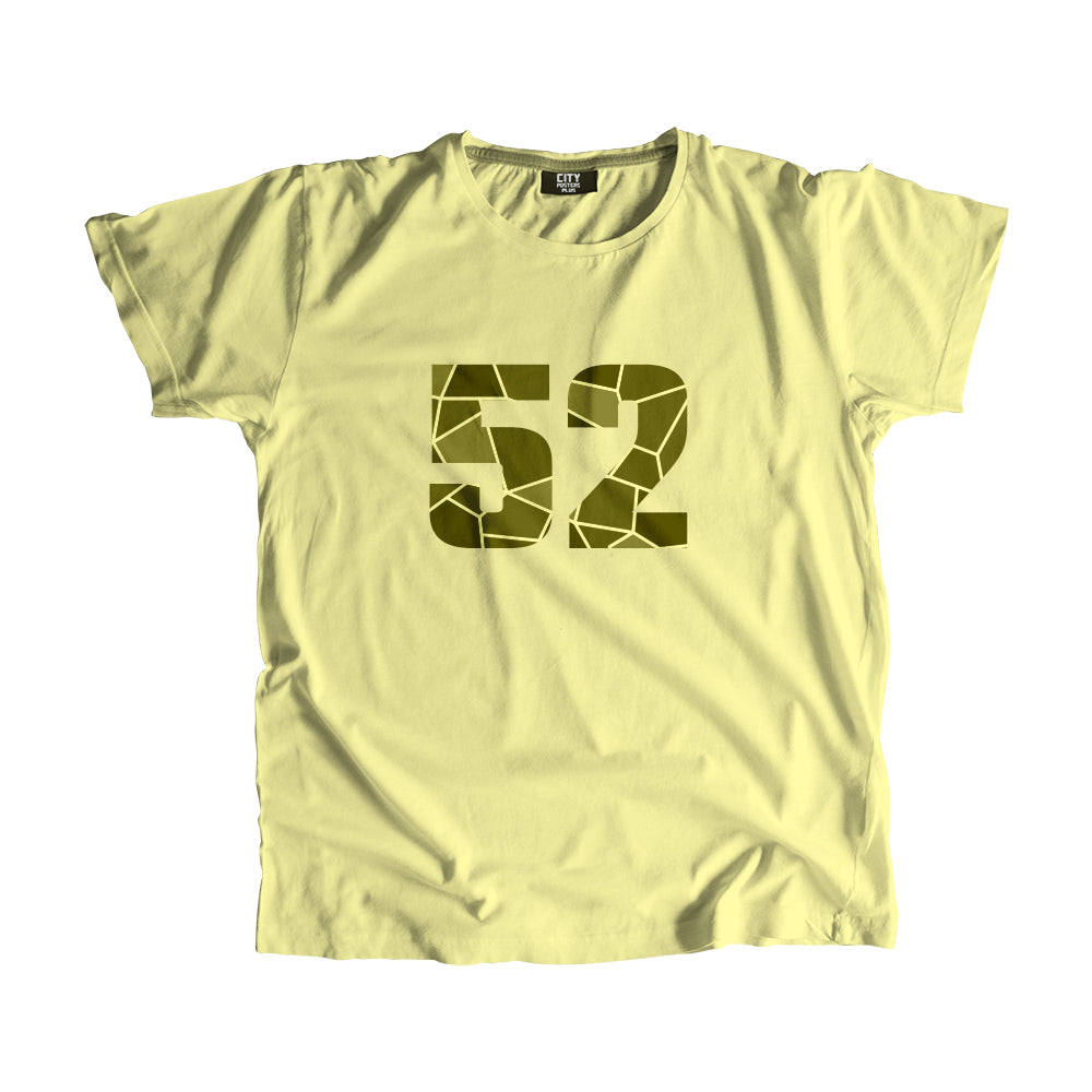 52 Number Men Unisex T-Shirt (Butter Yellow)| Classic Numeric Graphic Tee