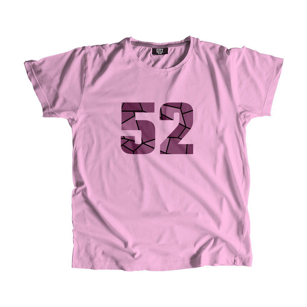 52 Number Men Unisex T-Shirt (Light Pink)| Classic Numeric Graphic Tee
