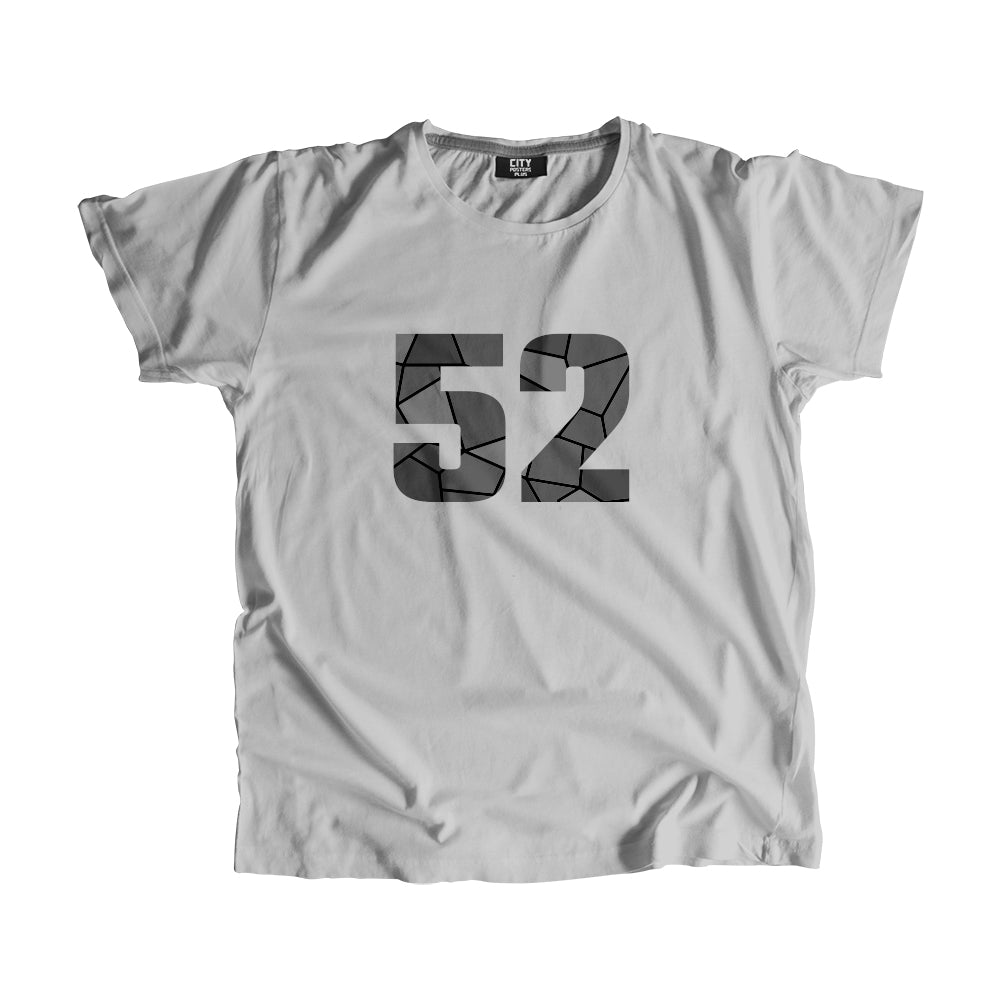 52 Number Men Unisex T-Shirt (Melange Grey)| Classic Numeric Graphic Tee