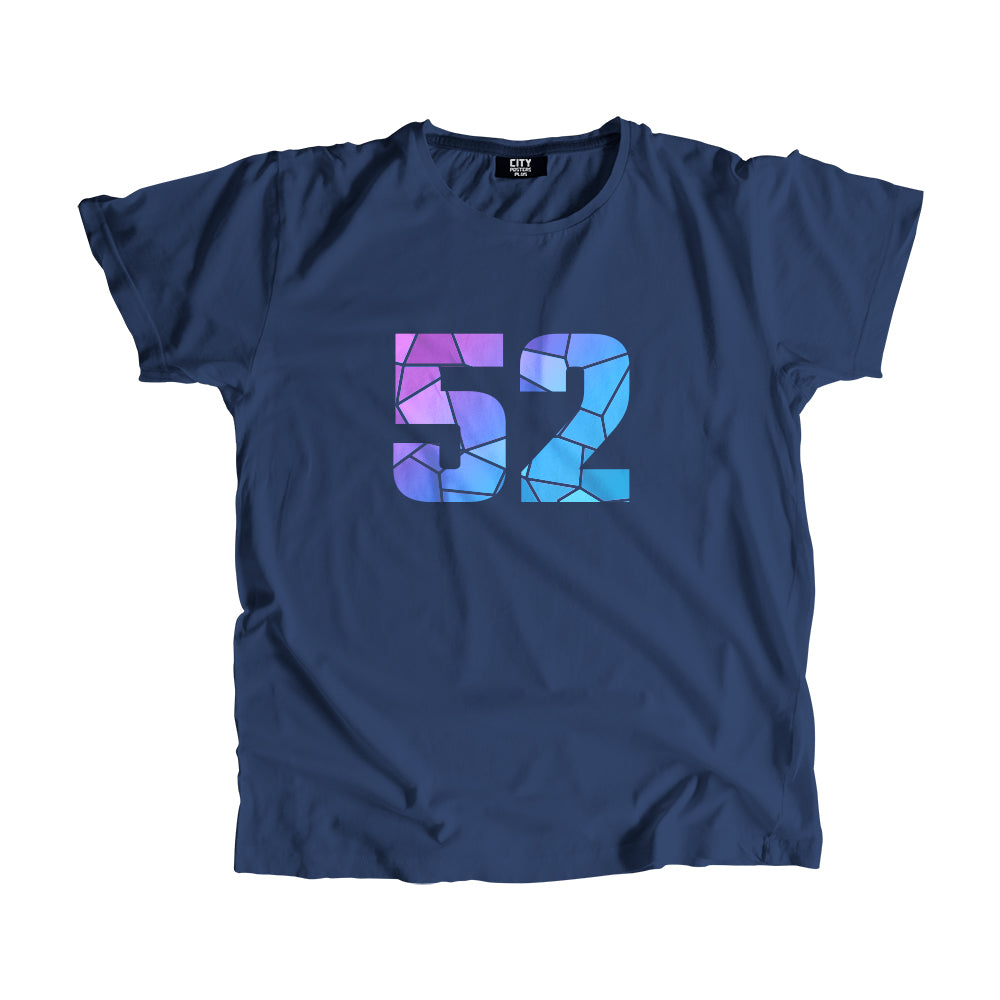 52 Number Men Unisex T-Shirt (Navy Blue)| Classic Numeric Graphic Tee