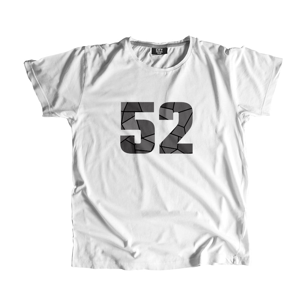 52 Number Men Unisex T-Shirt (White)| Classic Numeric Graphic Tee
