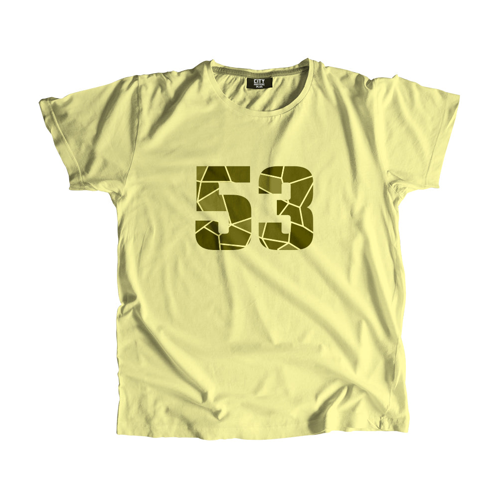 53 Number Men Unisex T-Shirt (Butter Yellow)| Classic Numeric Graphic Tee